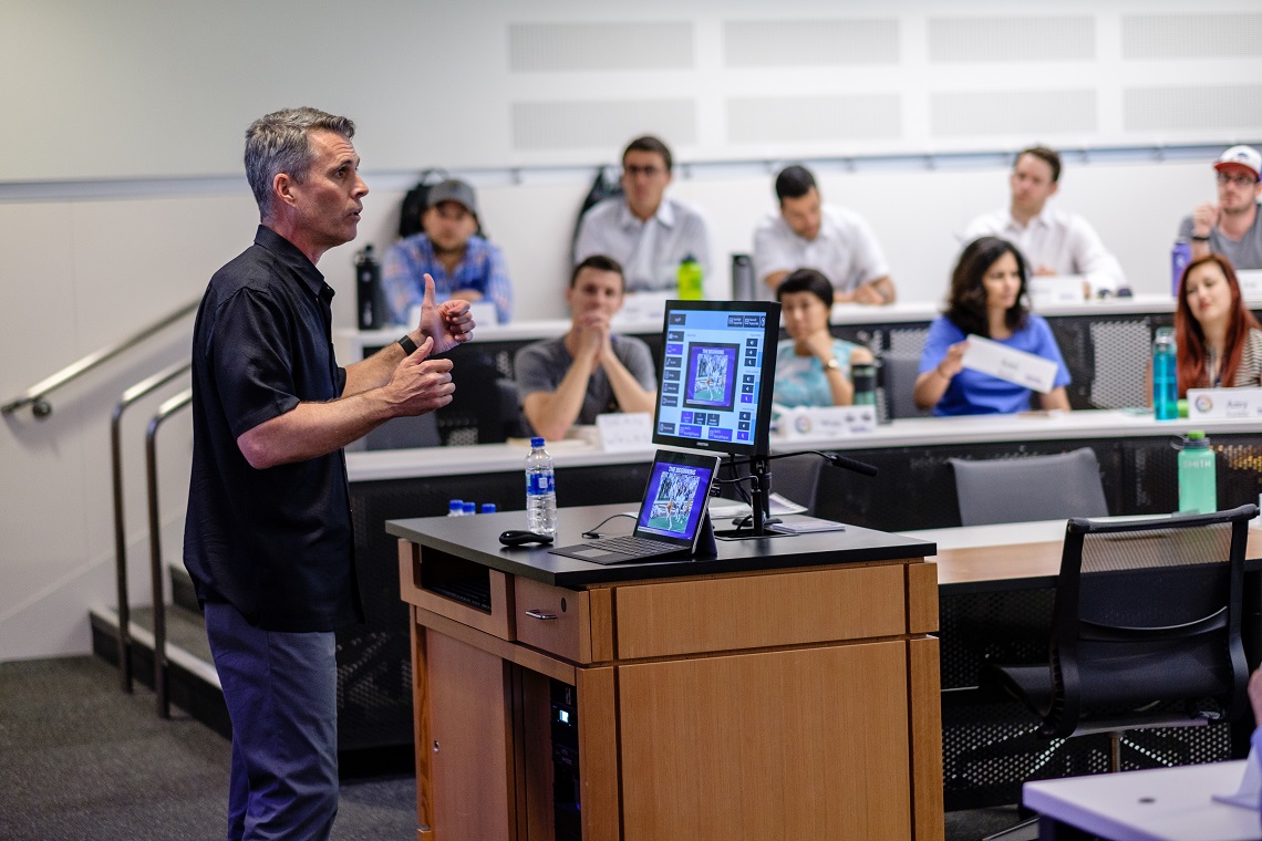 Chris Petersen in a Foster MBA classroom