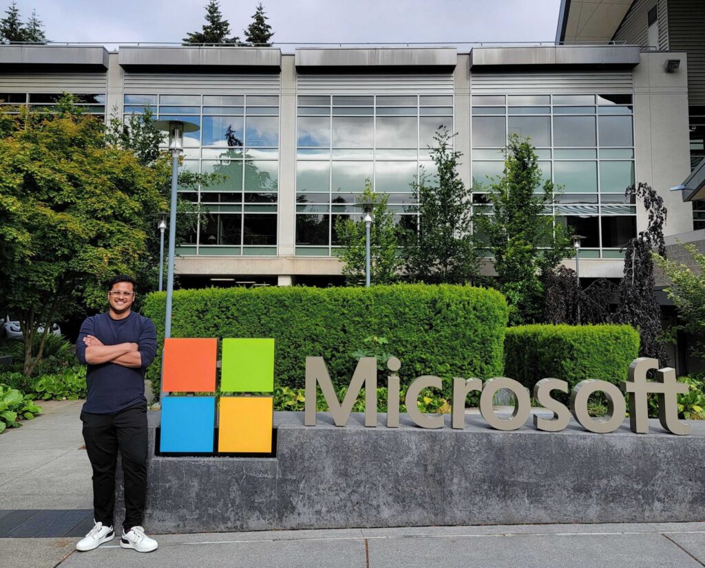 Sarthak Agrawal  at the Microsoft Campus in Redmond, WA.