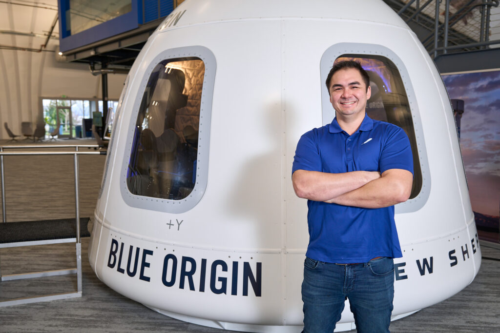 Reed Denny with Blue Origin's New Shepard payload.