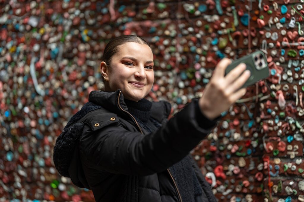 Nora Kabbani at the Seattle Gum Wall