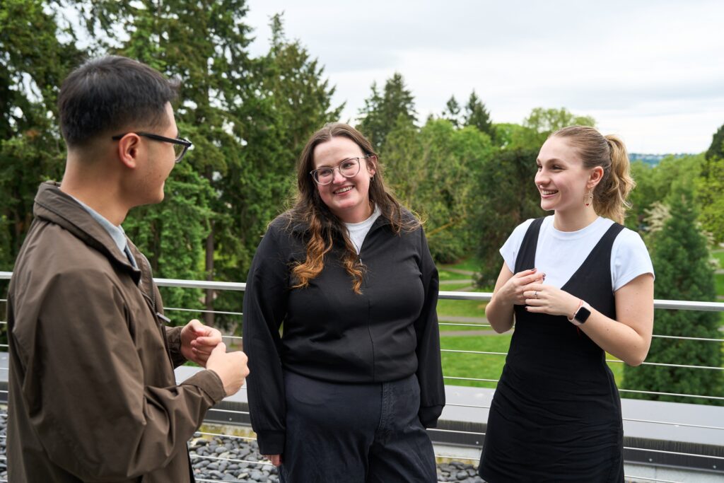 From left, MSCM student Tien Thanh “Ted” Bui, mentor Nicole Wedvik, and MSCM student Lena Abovskiy