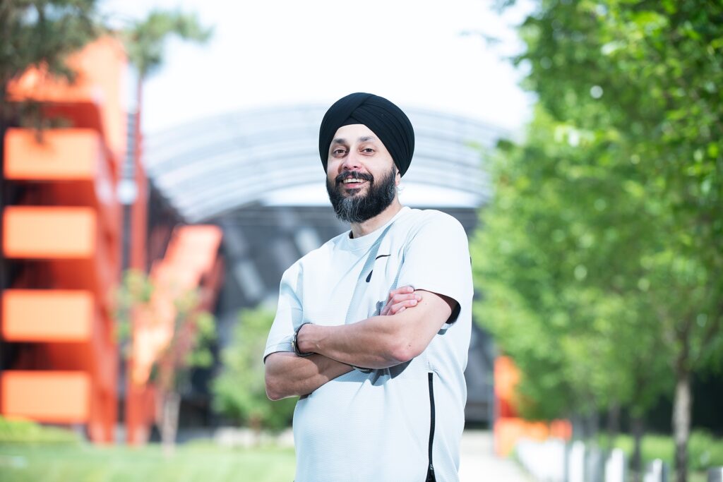 Raminder Chadha on Nike’s Beaverton, Oregon campus. He works in engineering and holds an Executive MBA from Foster.