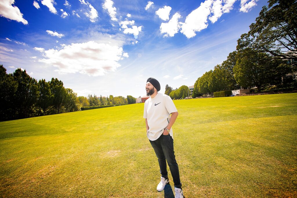Raminder Chadha walking across Nike’s expansive Beaverton campus on a sunny summer afternoon, reflecting on his Executive MBA experience.